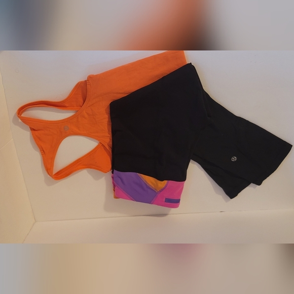 lululemon athletica Pants - Lululemon Run: Inspire Crop II Black/Highlight Colorblock BUNDLE